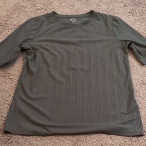 Ann Taylor Olive Ribbed Crew Neck Top